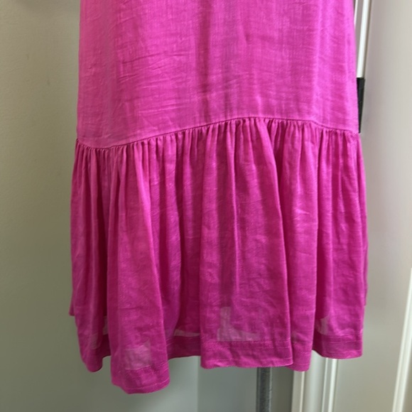 Marie Oliver Greta Linen Silk Blend Mini Dress Pink camellia puff sleeve Sz S - Picture 6 of 13
